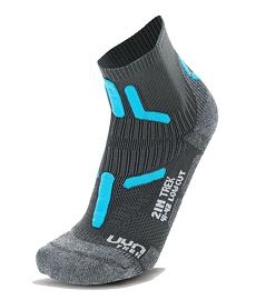 Skarpety UYN W TREKKING 2IN LOW CUT SOCKS Lady, anthracite/turquoise