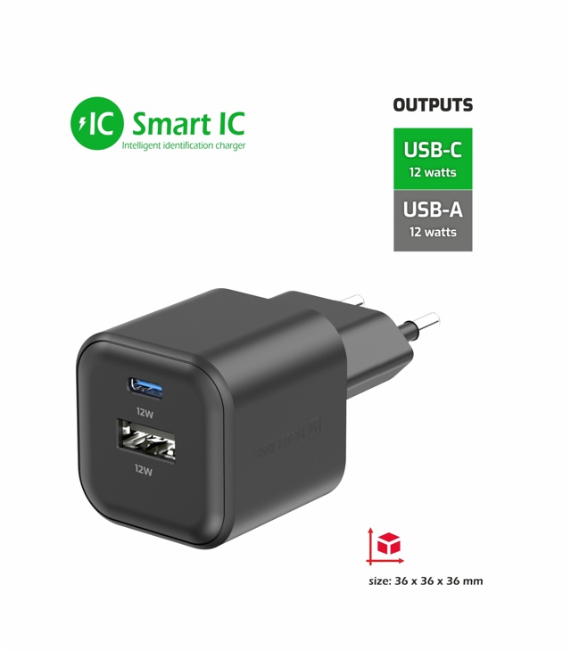 Adapter Swissten ADAPTER SIECIOWY 12W 1X USB-C + 1X USB-A Uni